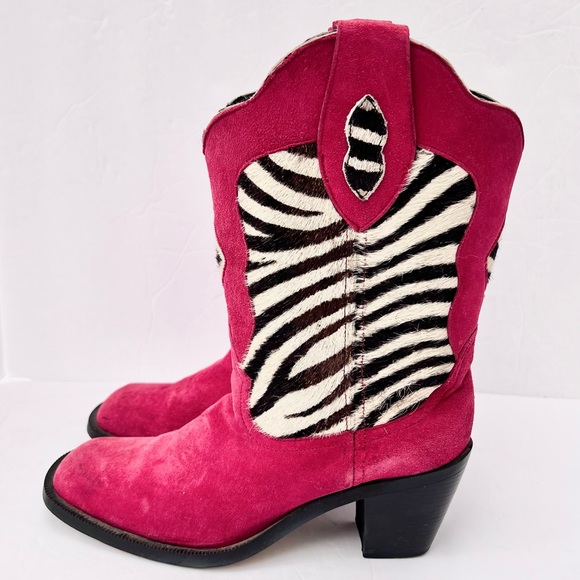 Vintage Code West Cowboy Boots Statement Western Genuine Leather Red Tan Black 7 - Picture 14 of 14